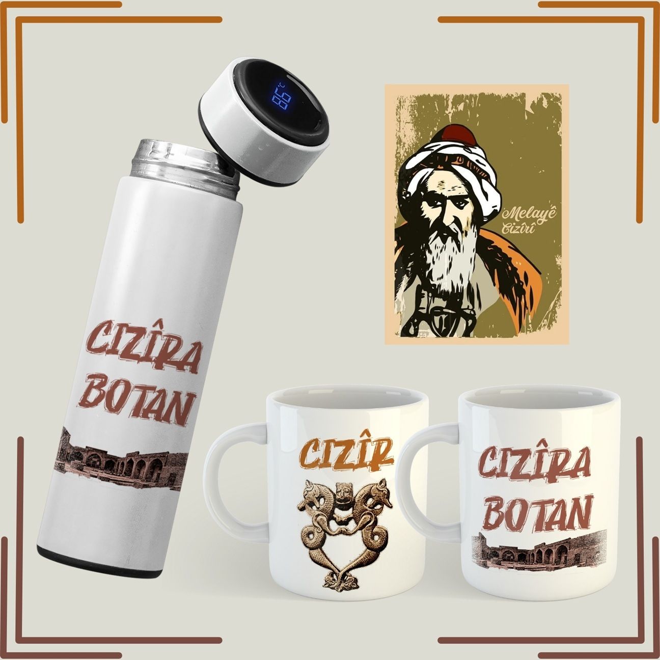 Cizre Resimli Kupa ve Termos Seti - Cizira Botan Termosu Kupası