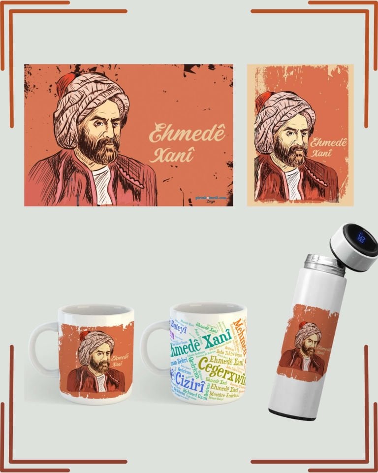 Kupa Poster ve Termosa Ehmedê Xani - Ahmede Hani Termos Kupa ve Posteri
