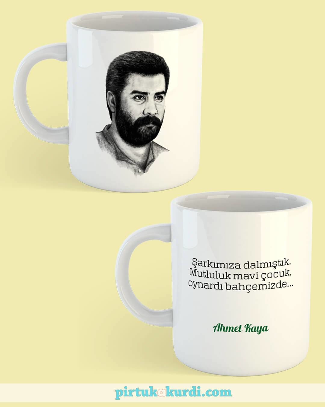 Ahmet Kaya Resimli Porselen Kupa Bardak - Ahmet Kaya Kupası