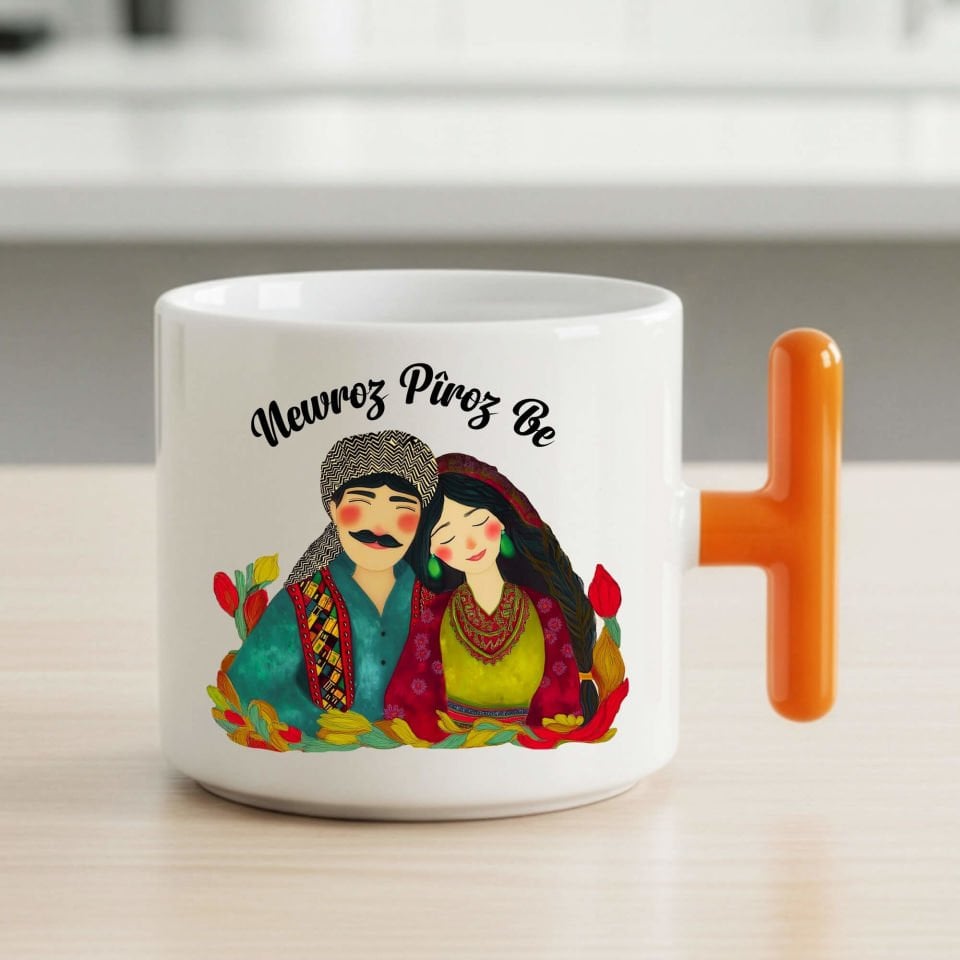Newroz Pîroz Be Gülümseyen Mem U Zin Tasarımlı T Kupa Turuncu Renk Porselen Bardak