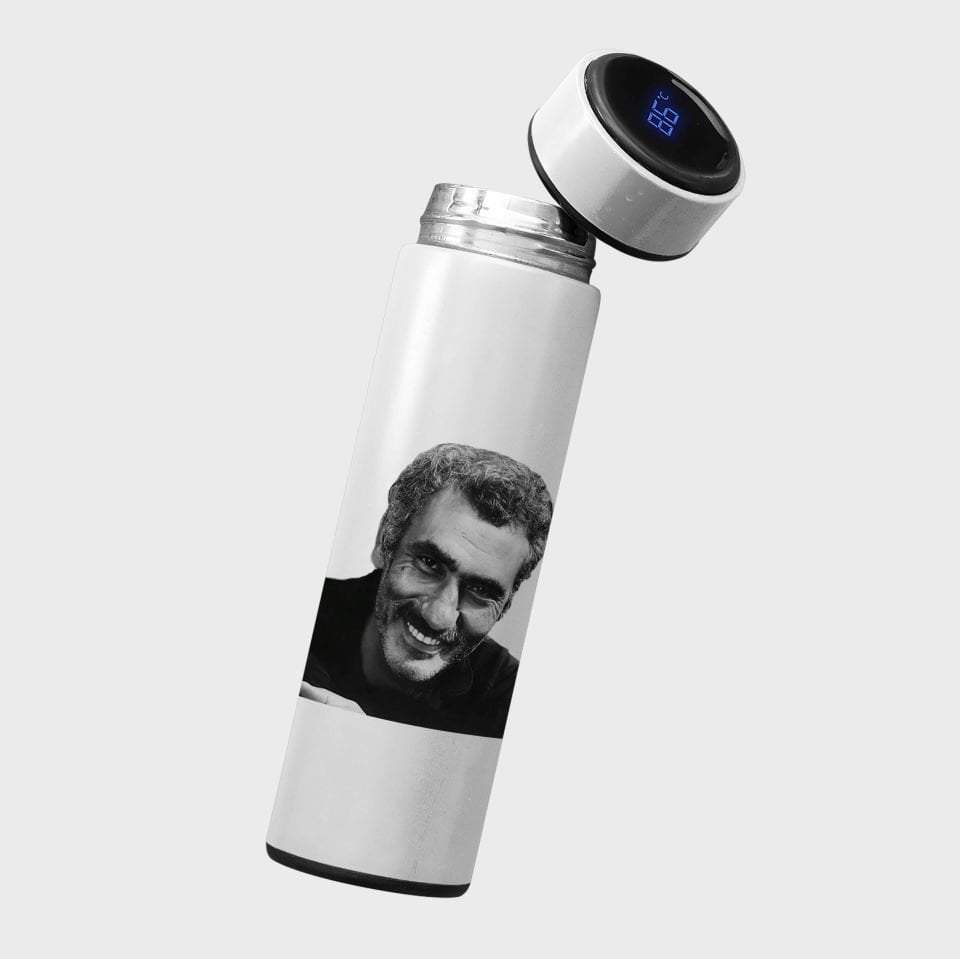 Yılmaz Güney Tasarımlı Termosu - Yılmaz Güney Siyah Beyaz Resimli Termos