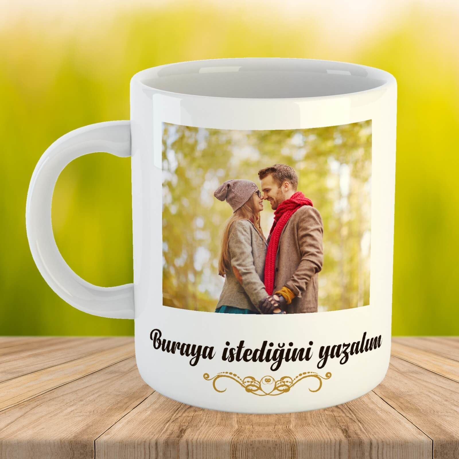 Kişiye Özel Resimli ve Özel Notlu Porselen Kupa Bardak - Resim Bastırma Kupası