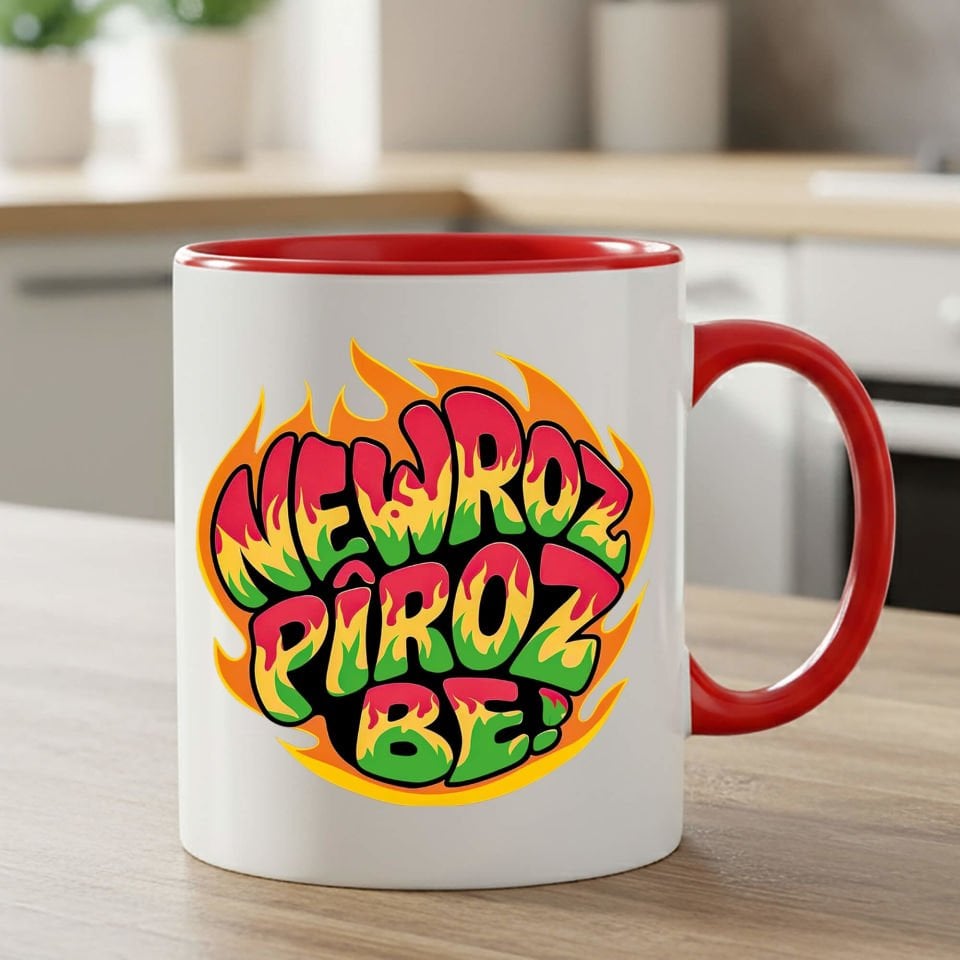 Newroz Piroz Be Ateş Tasarımlı Kırmızı Klasik Kupa Bardağı