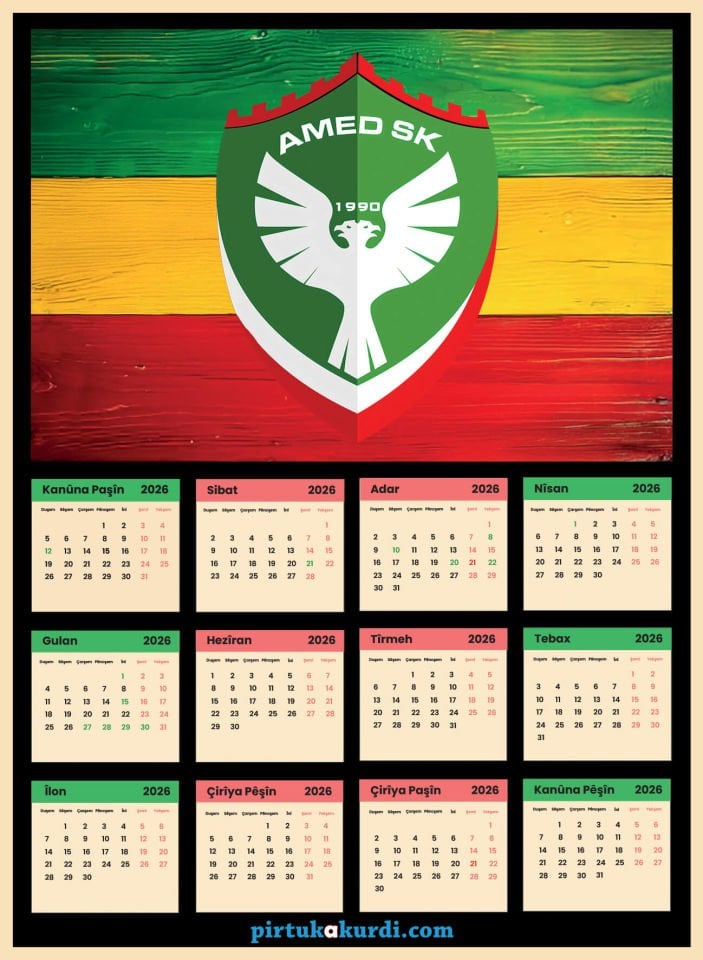 Salnameya Kurdi 2026an - 2026 Kürtçe Takvim - Amedspor