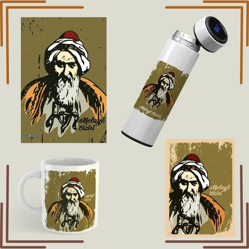 Poster Termos Kupaya Melayê Cizirî Seti - Melayê Cizirî Posteri Kupası Termosu