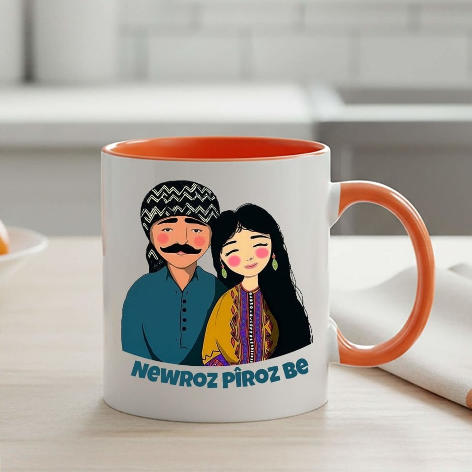 Newroz Piroz Be Mem u Zin Tasarımlı Turuncu Klasik Kupa Bardağı