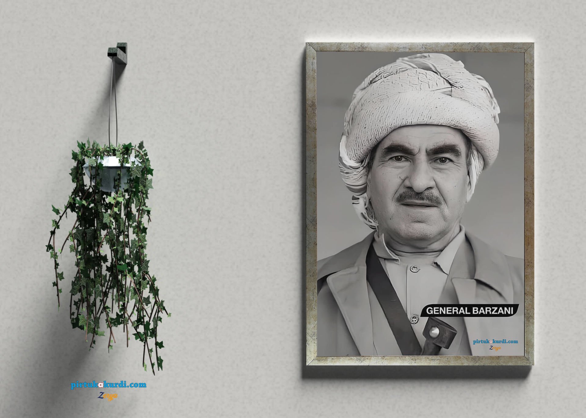 Postera Mele Mistefa Barzanî - Mustafa Barzani Posteri ÇERÇEVELİ