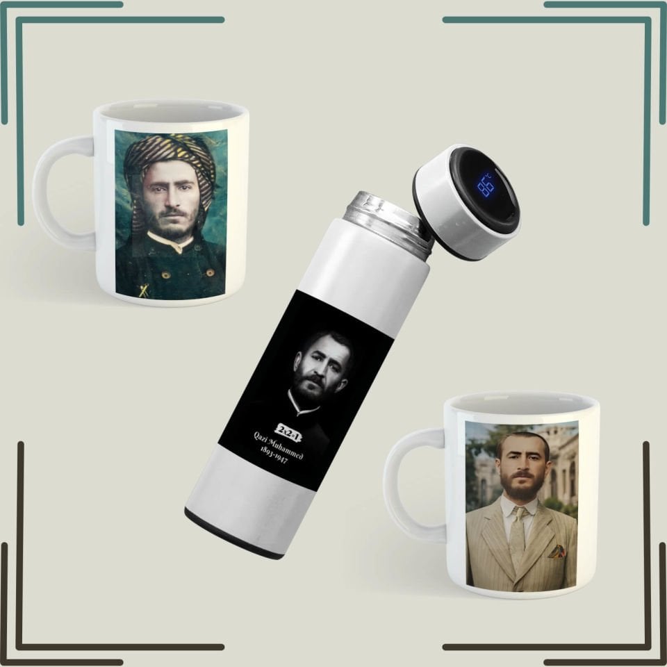 Kupa û Termosa Qadi Muhammed - Qazi Muhammed Resimli Kupa Termos Seti