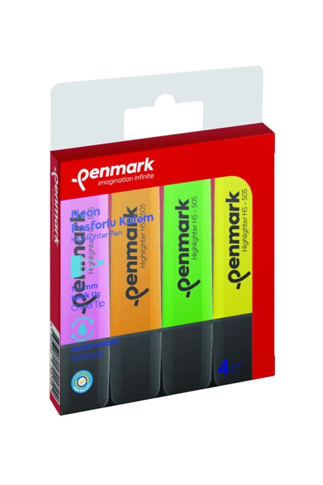 Penmark Highlighter Neon Fosforlu Kalem 4 Renk - Blisterli