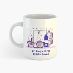 Göz Doktoruna Özel İsimli Porselen Kupa - Bijîşka Çavan