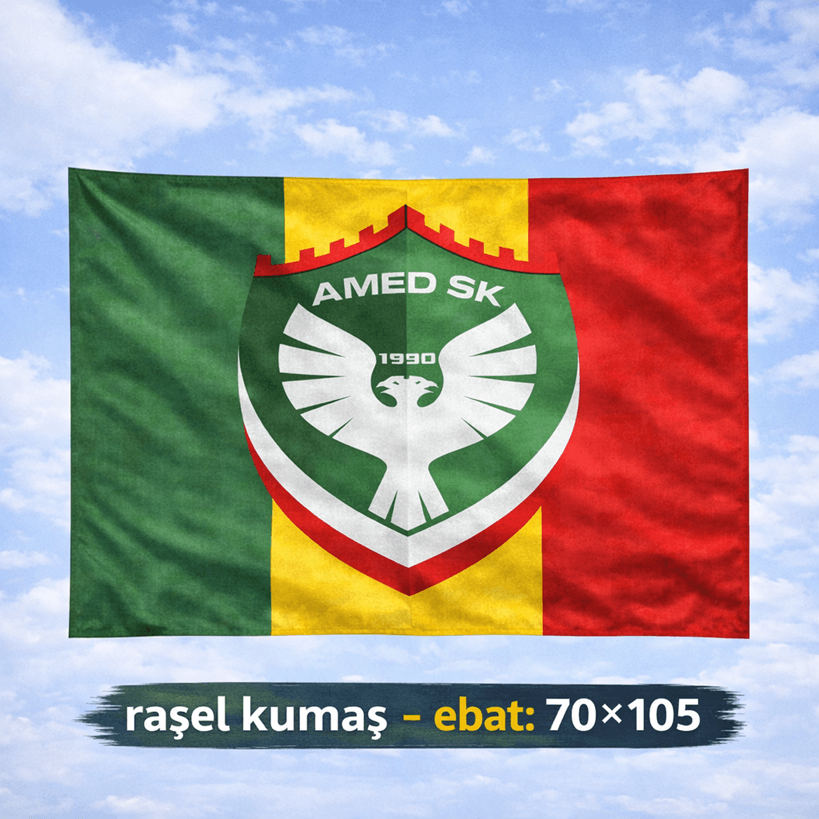 Amedspor Tasarımlı Bayrak - Amed Spor Bayrağı 70x105 (raşel kumaş)
