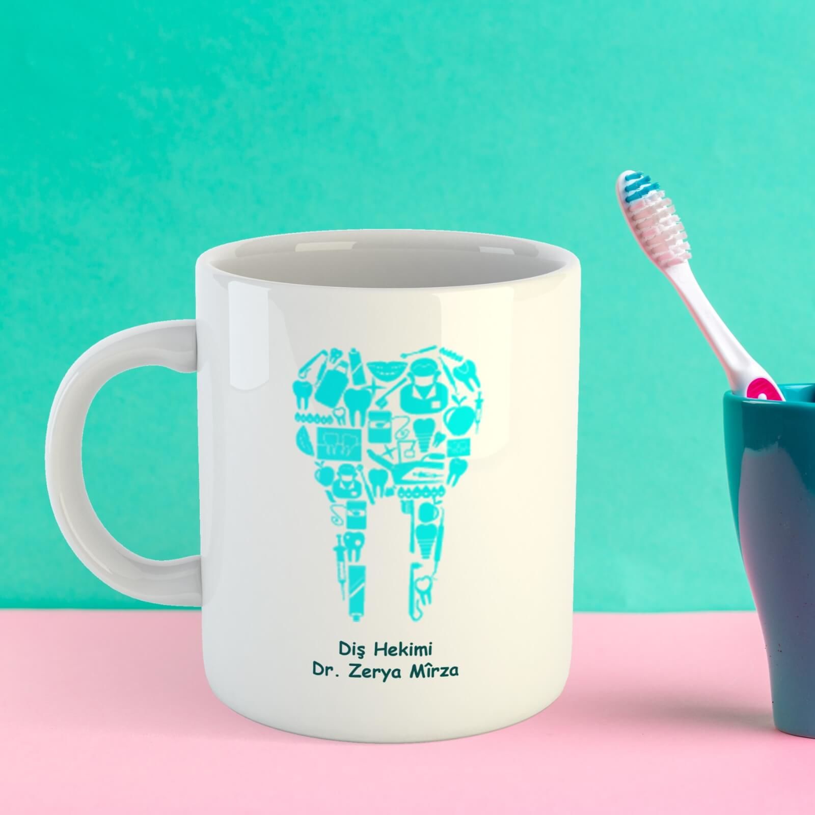 İsme Özel Diş Hekimlerine Özel İsimli Porselen Kupa Bardak