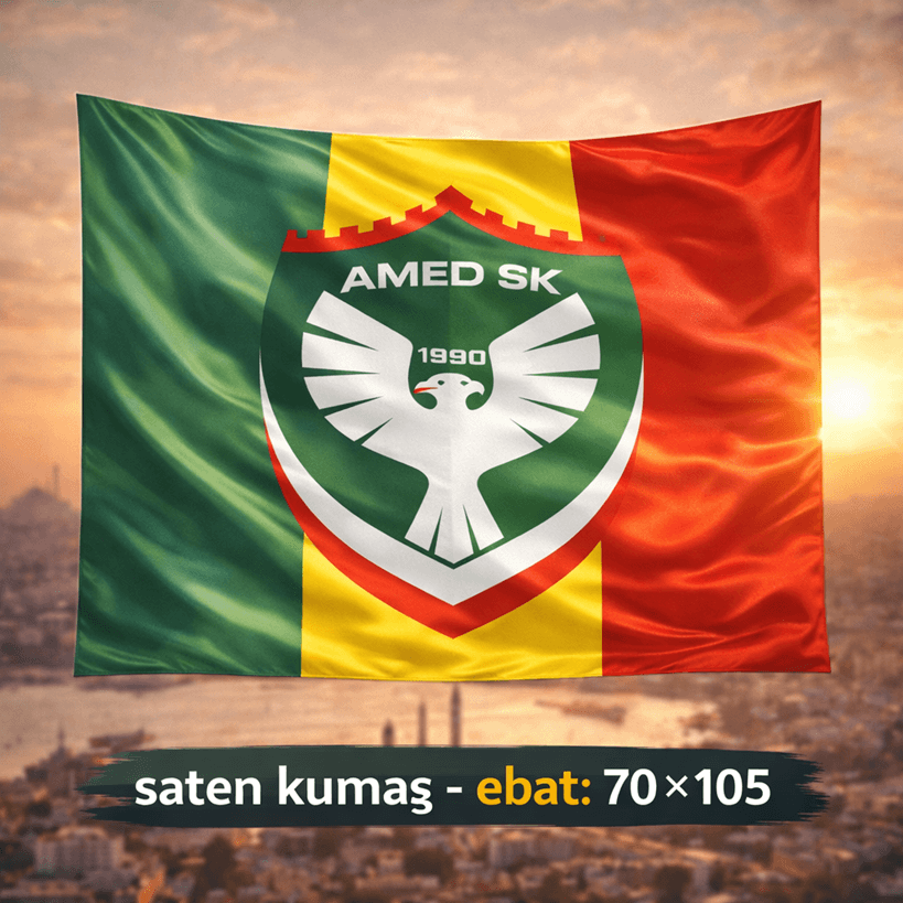 Amedspor Tasarımlı Bayrak - Amed Spor Bayrağı 70x105 (saten kumaş)
