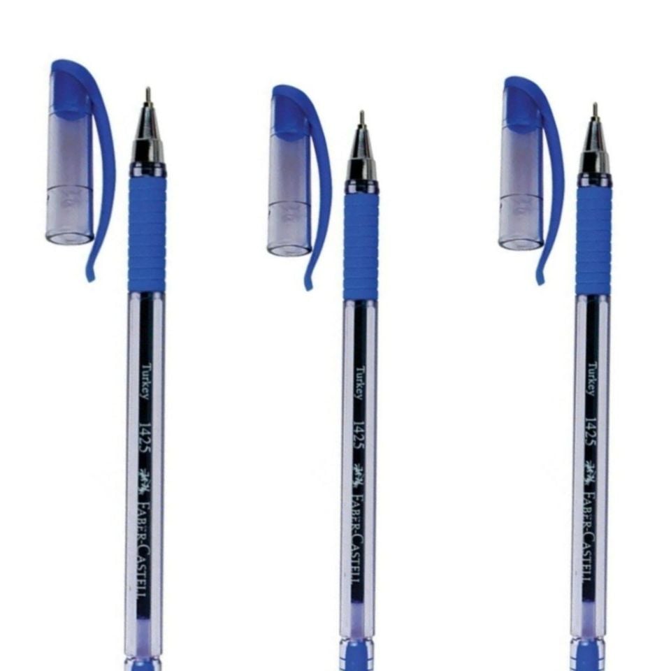 Faber Castell 1425 Needle Tip Blue Ballpoint Pen (3 PCS)