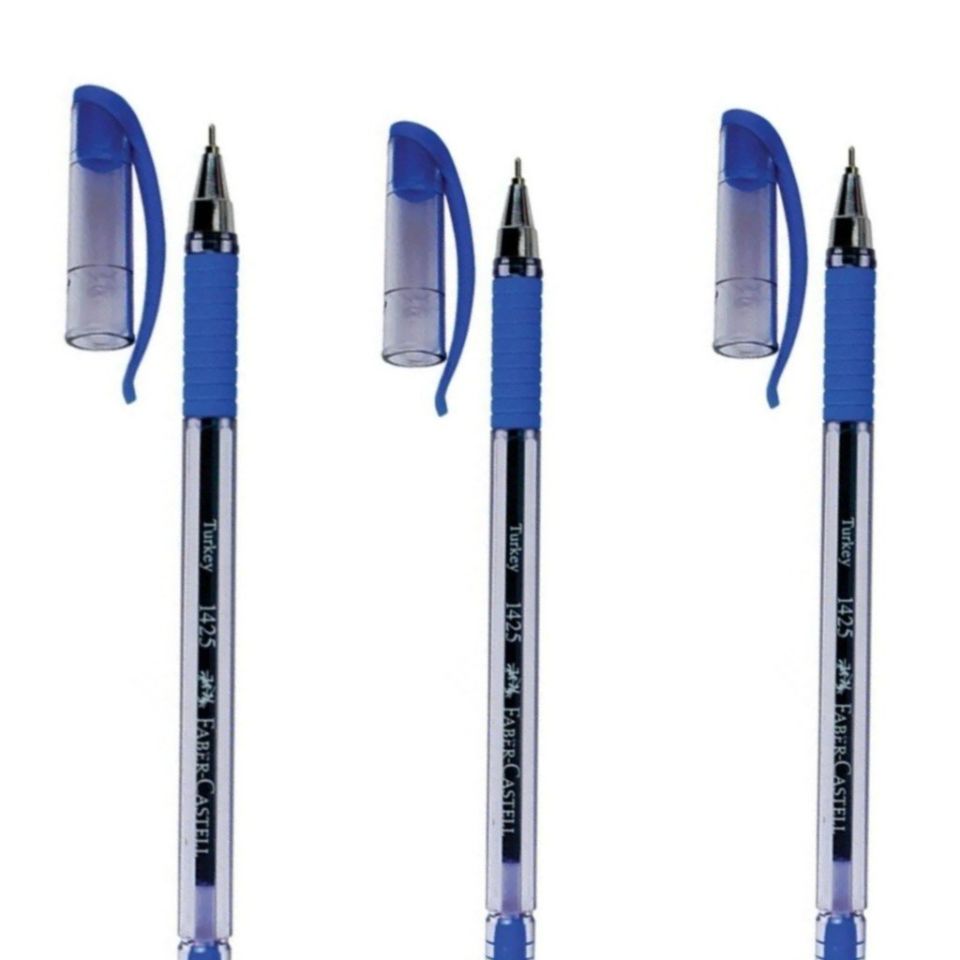 Faber Castell 1425 İğne Uç Mavi Tükenmez Kalem (3 ADET)