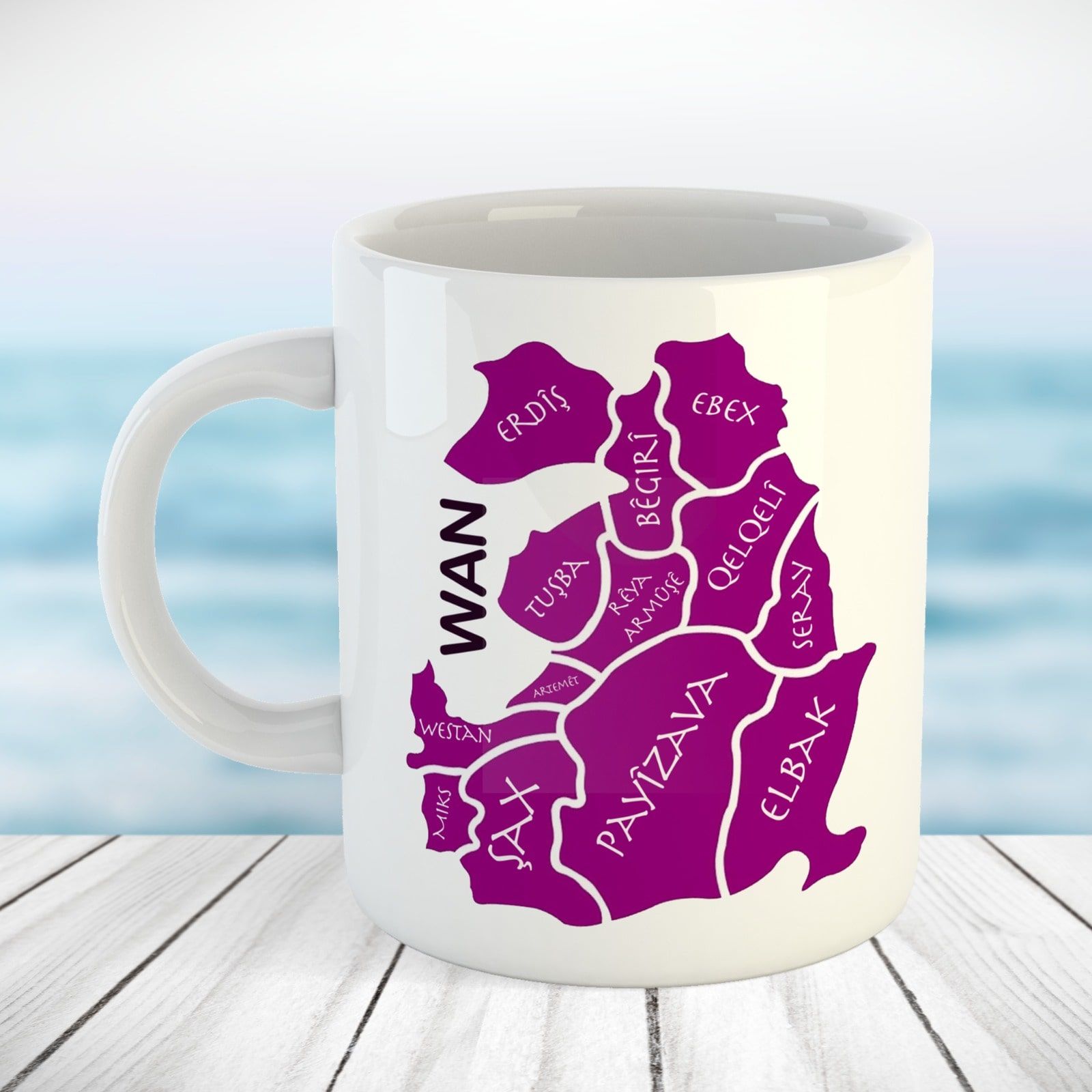 Wan Haritası Tasarımlı Porselen Kupa Bardak - Van Kupası