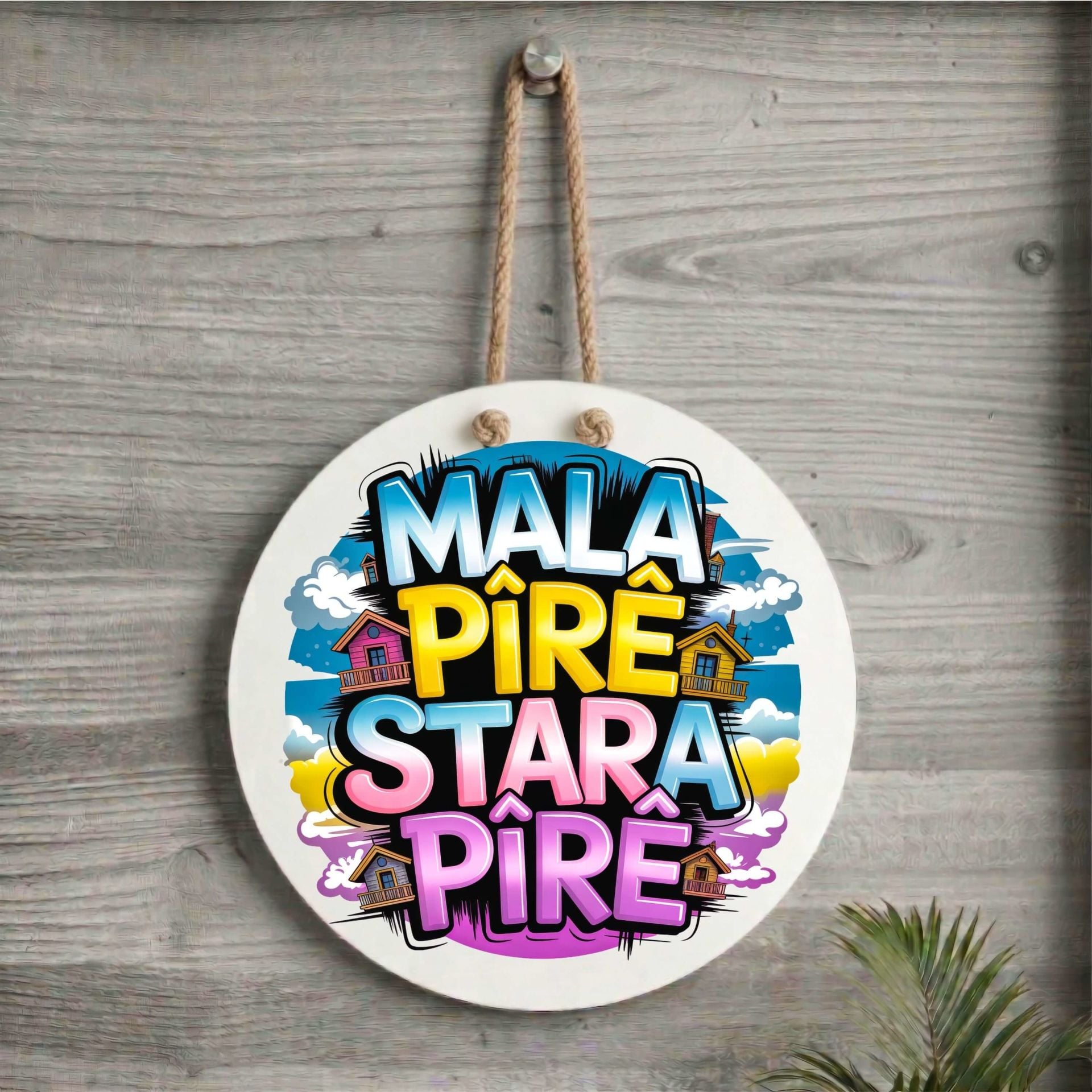 Kürtçe Mala Pîrê Stara Pîrê Yazılı Kapı Süsü