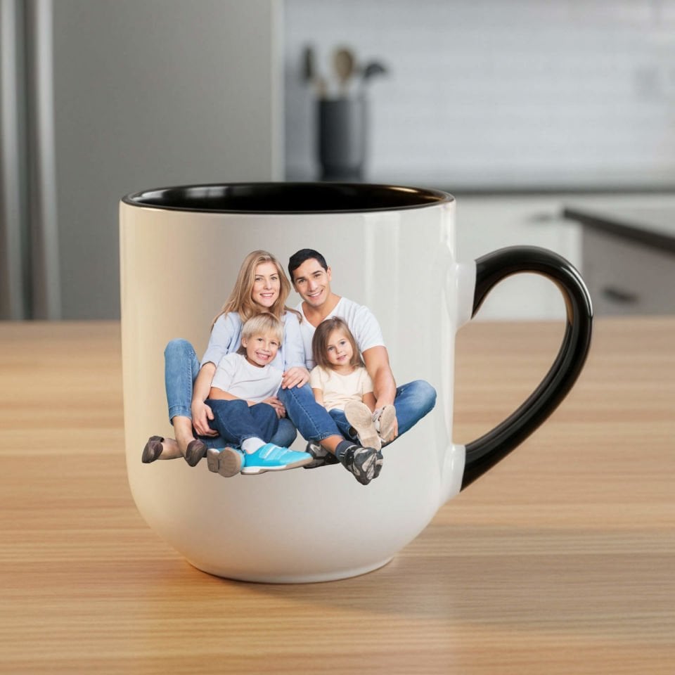 Kişiye Özel Resim Bastırmalı Siyah Oval Renkli Elite Kupa Bardağı - Resimli Siyah Oval Elite Kupa Bardak