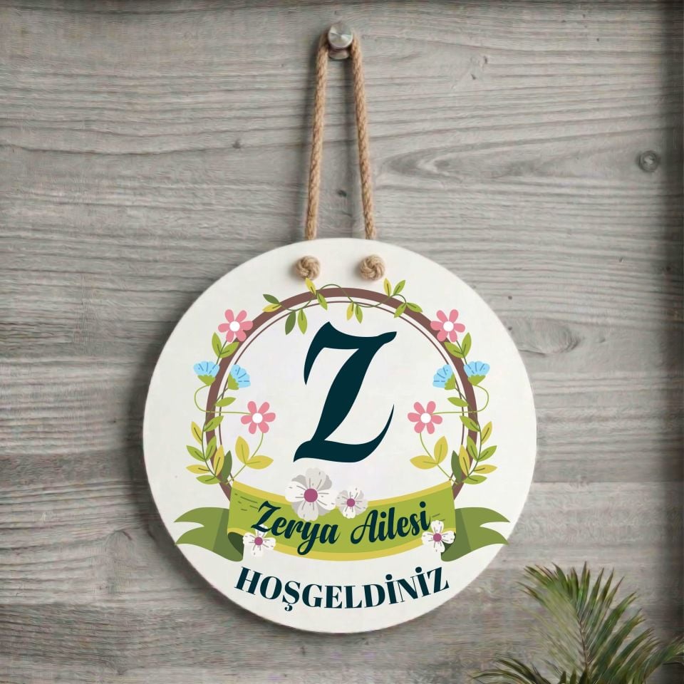 Hoşgeldiniz Yazılı Kişiye Özel İsimli Harfli Kapı Süsü