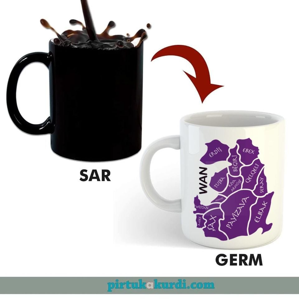 Wan Haritası Tasarımlı Sihirli Porselen Kupa Bardak - Van Kupası