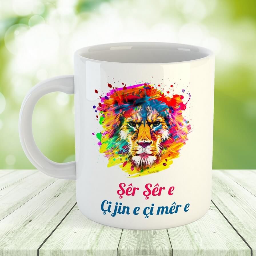 Şêr Şêr e Çi Jin e Çi Mêr e Porselen Kupa Bardak