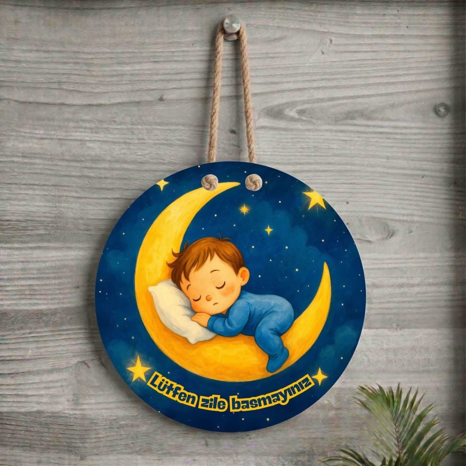 Bebekler İçin Lütfen Zile Basmayınız Yazılı Kapı Süsü