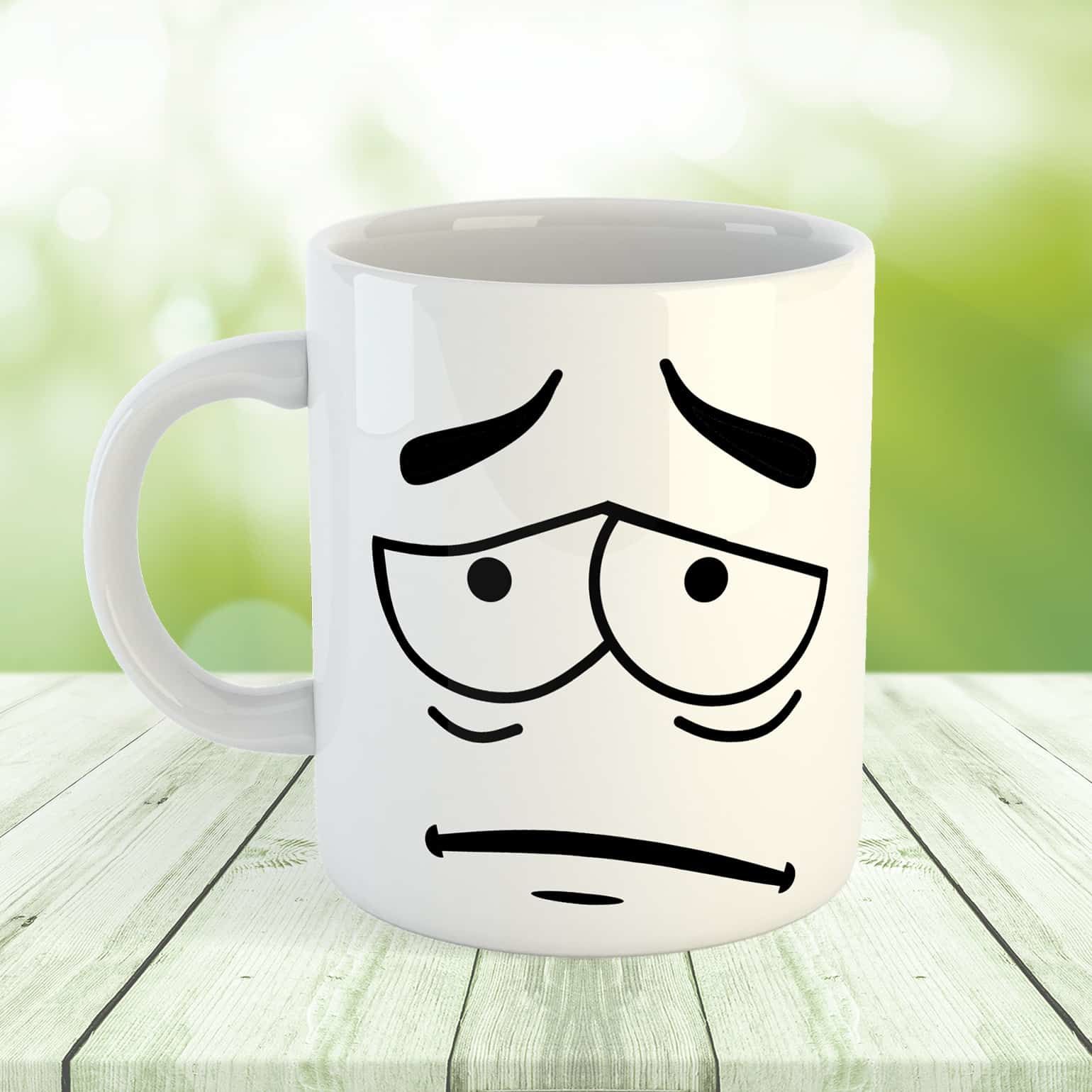 Üzgün Emojili Porselen Kupa Bardak