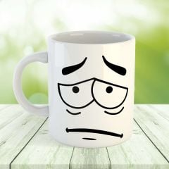 Üzgün Emojili Porselen Kupa Bardak