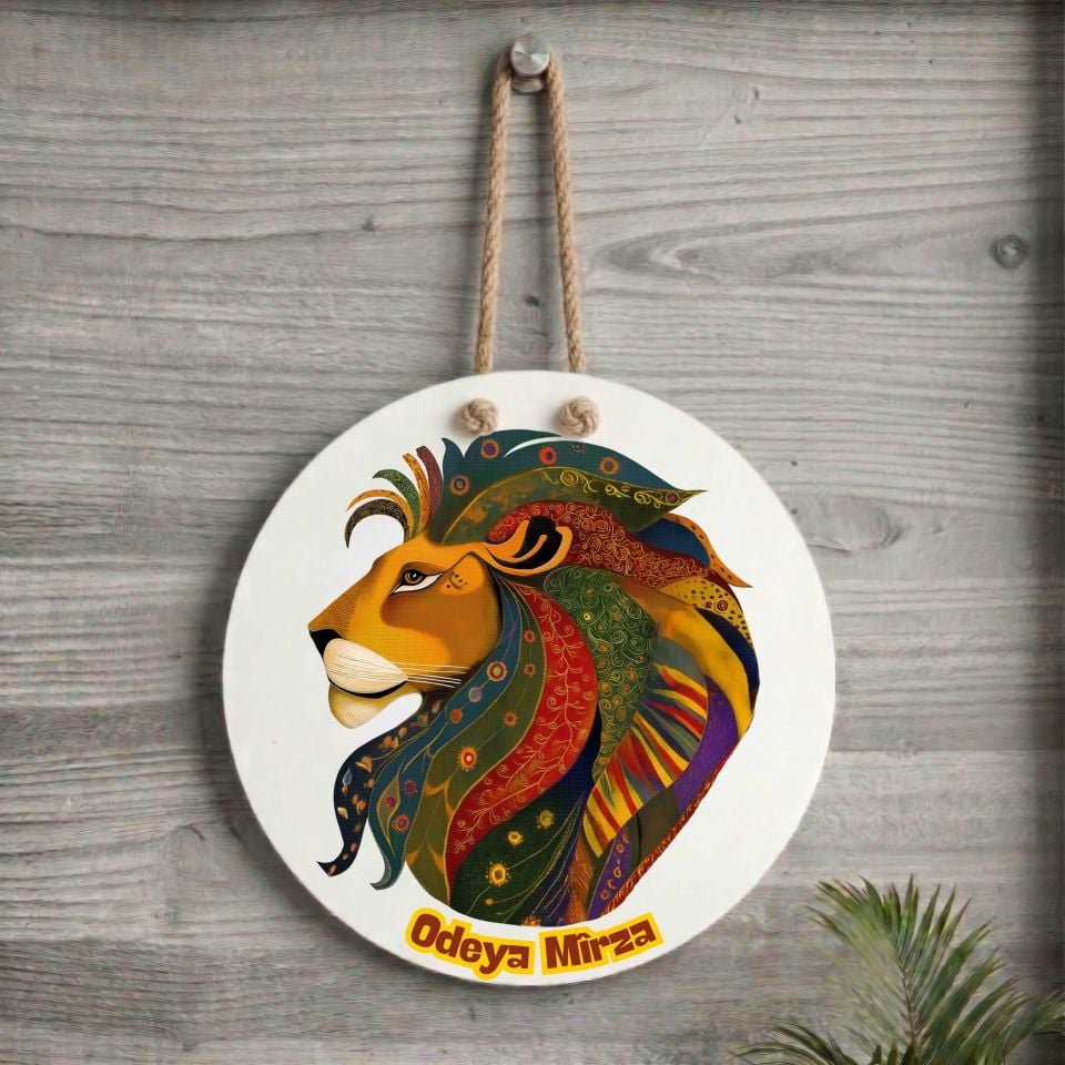 Xemla Deriyan - Çocuklar İçin İsme Özel Aslan Tasarımlı Kürtçe Kapı Süsü