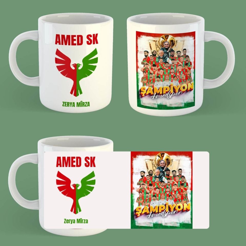 İsme Özel Amedspor Şampiyon Porselen Kupa Bardak - Amed spor Kupası