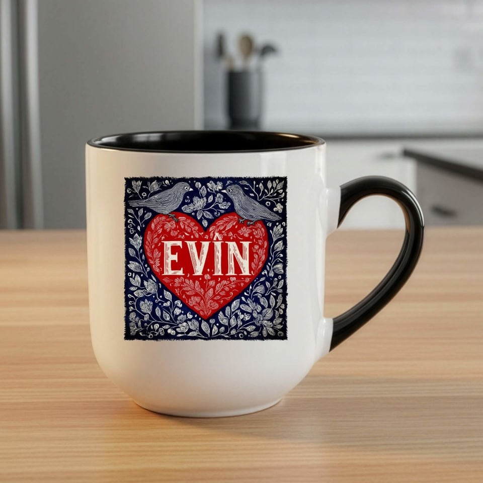 Sevgililere Özel Kürtçe Evîn Yazılı Elite Siyah Kupa Bardağı - Kürtçe Evin Yazılı Elite Oval Siyah Renk Kupa Bardak