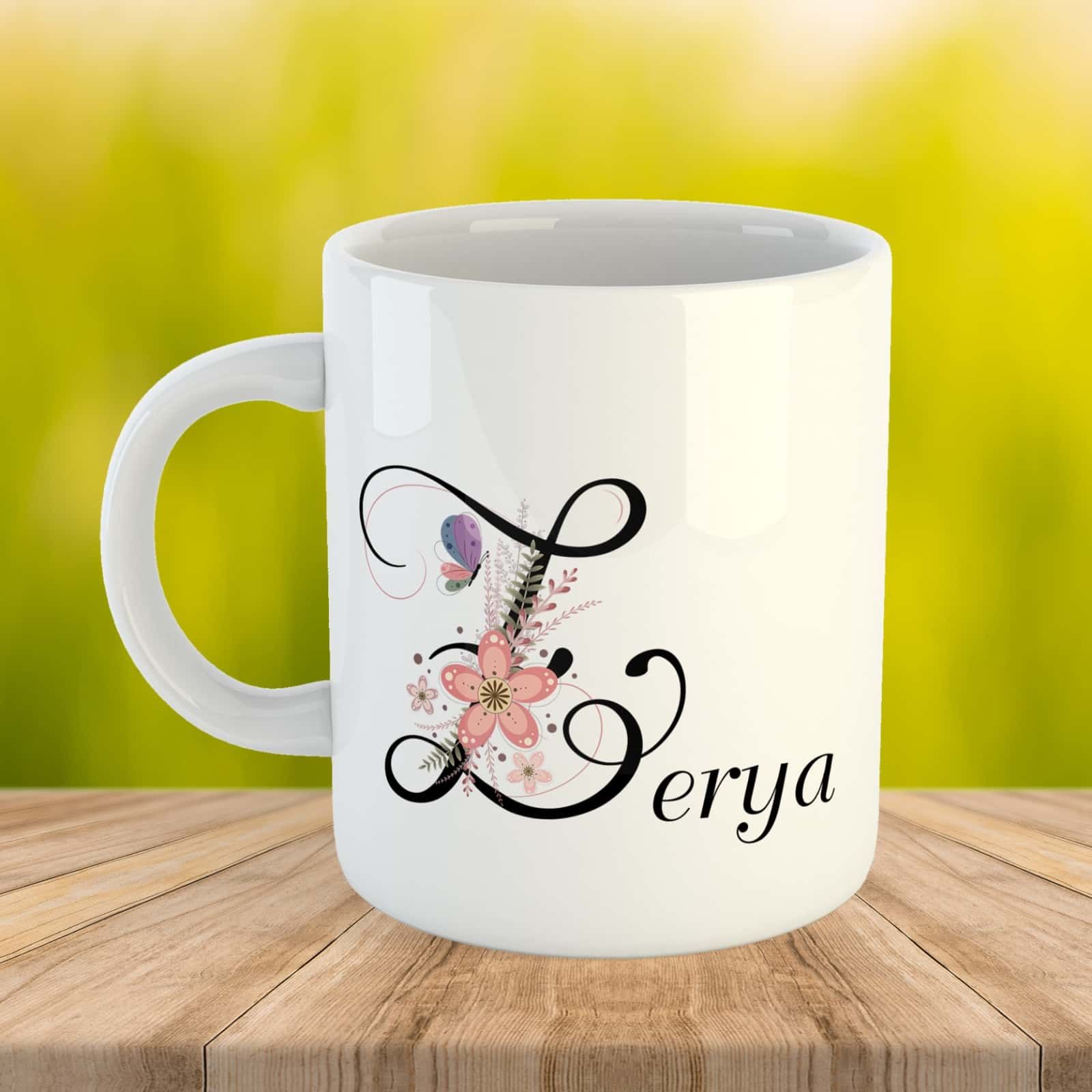 Kişiye Özel İsimli Harf Porselen Kupa Bardak - Harf Kupası