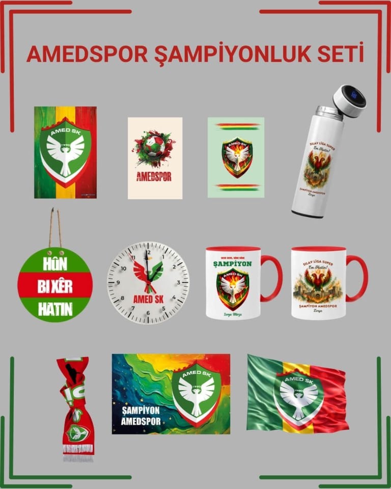 İsme Özel Amedspor Şampiyonluk Seti - Kişiye Özel Amed Spor Büyük Set