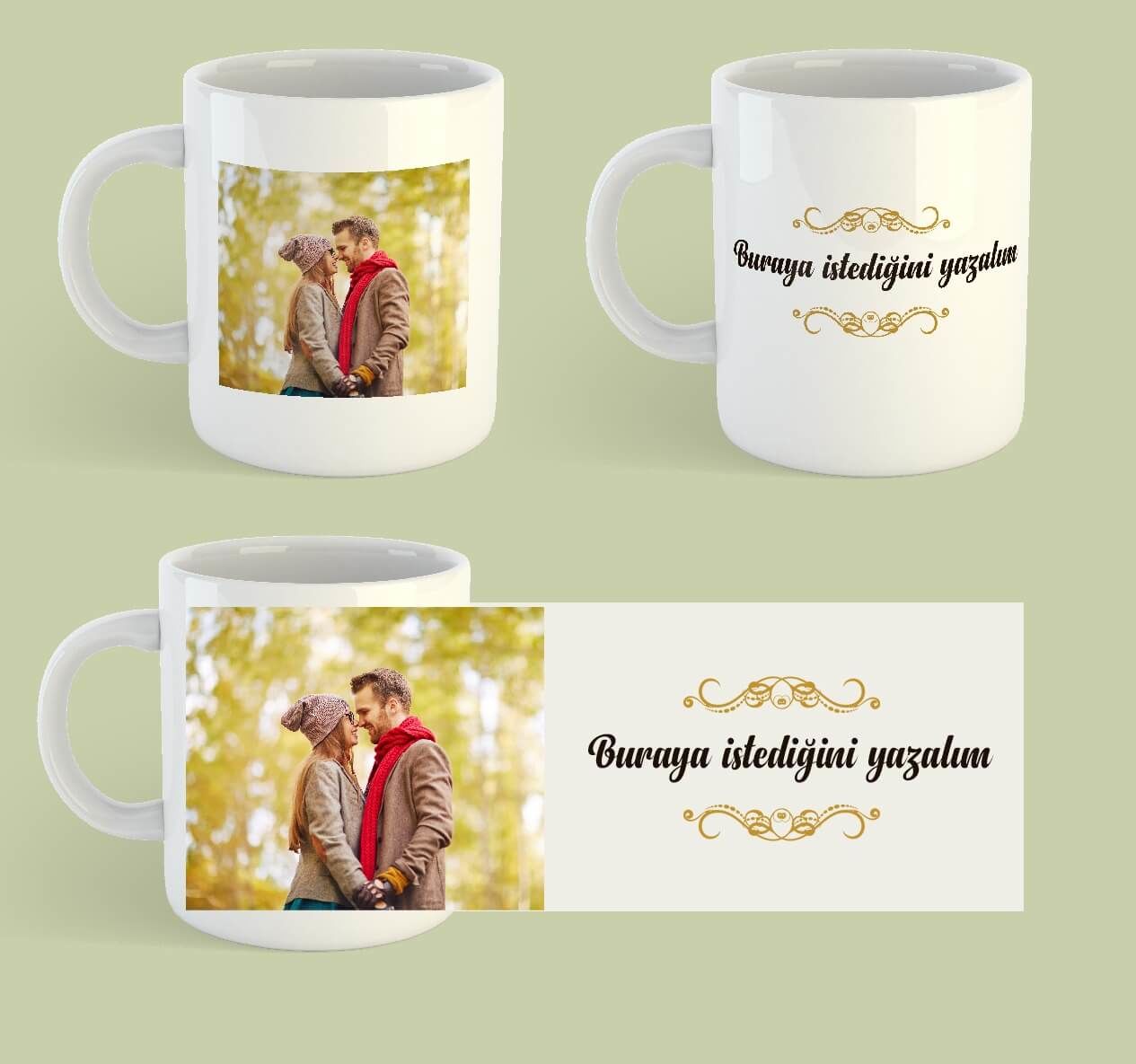 Kişiye Özel Resimli ve Özel Notlu Porselen Kupa - Resim Bastırmalı Kupa