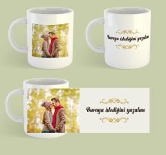 Kişiye Özel Resimli ve Özel Notlu Porselen Kupa - Resim Bastırmalı Kupa