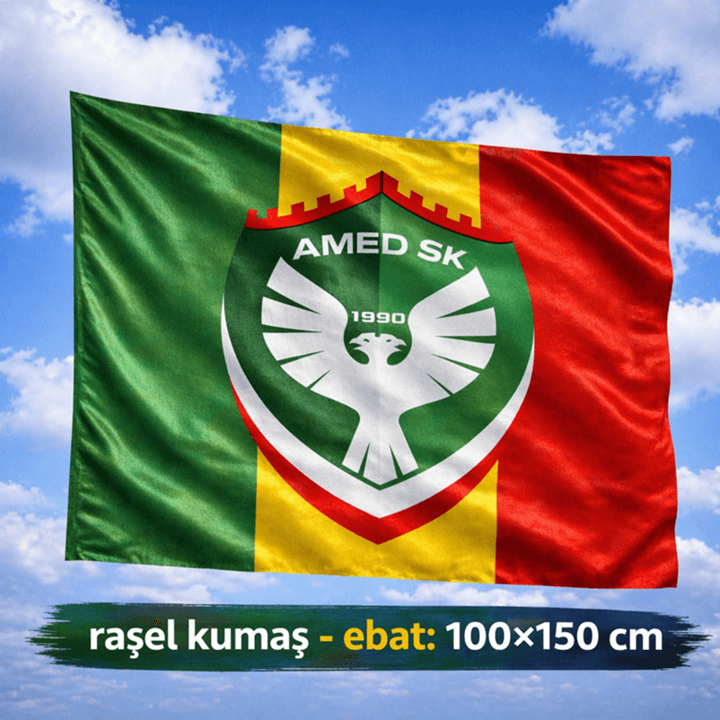 Amedspor Tasarımlı Bayrak - Amed Spor Bayrağı 100x150 (raşel kumaş)
