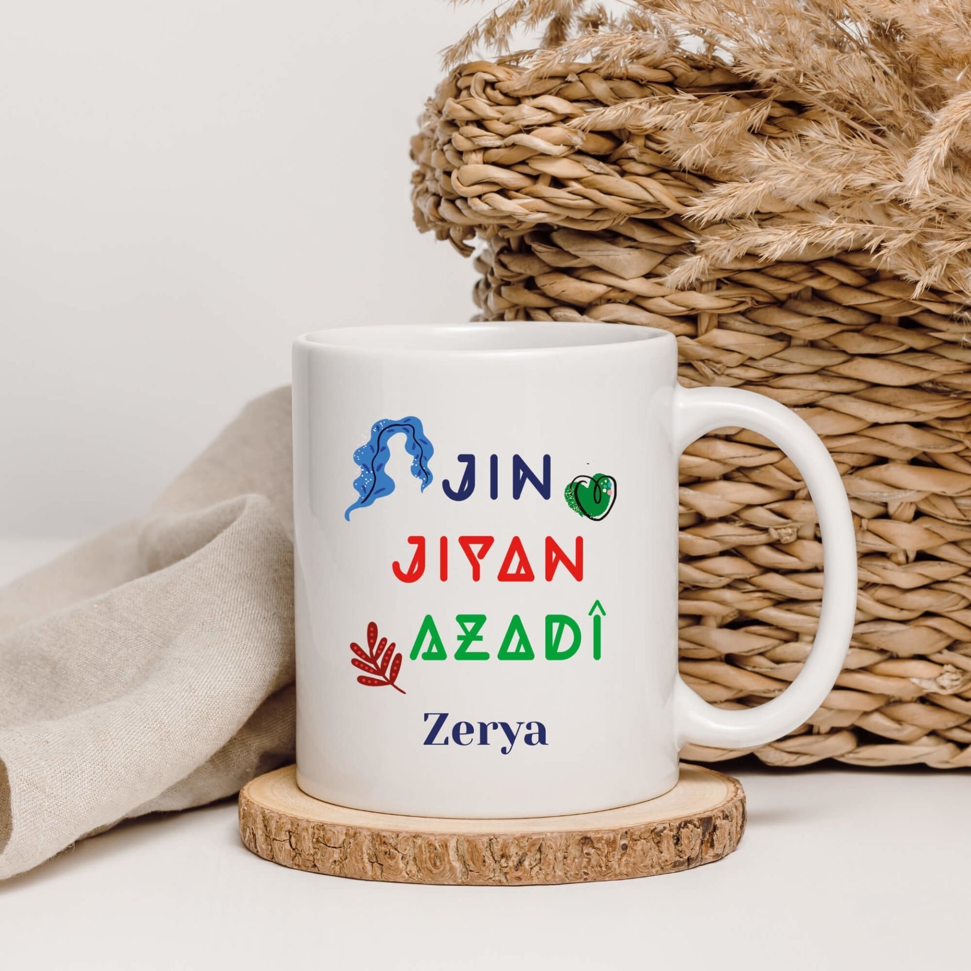 İsme Özel Jin Jiyan Azadi Yazılı Klasik Kupa Bardağı - Jin Jiyan Azadi Yazılı Klasik Beyaz Kupa Bardak