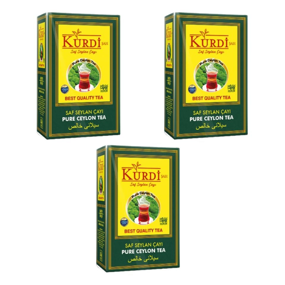 Kurdi Şah Siyah Seylan Kaçak Çayı (3 PAKET - 2700 gr)