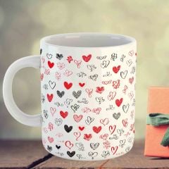 Sevgililer Gününe Özel Porselen Kupa - Renkli Kalpler