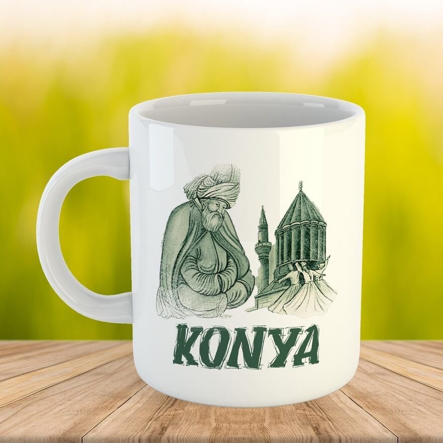 Konya Tasarımlı Porselen Kupa Bardak - Konya Kupası