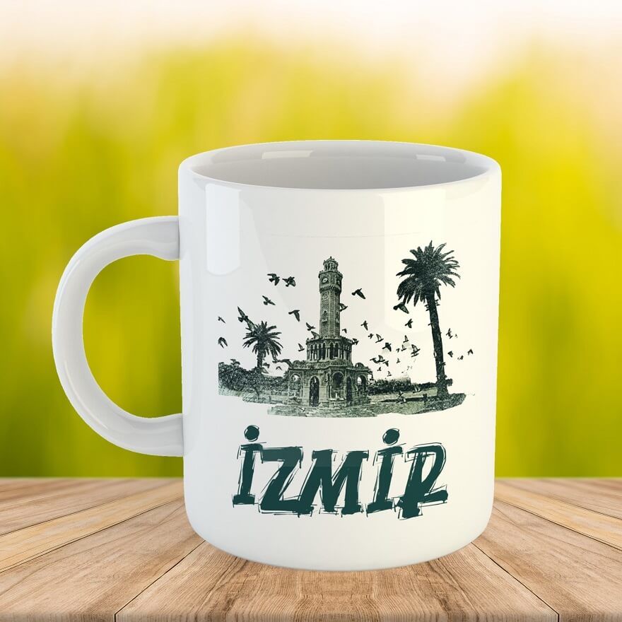 İzmir Tasarımlı Porselen Kupa Bardak - İzmir Kupası