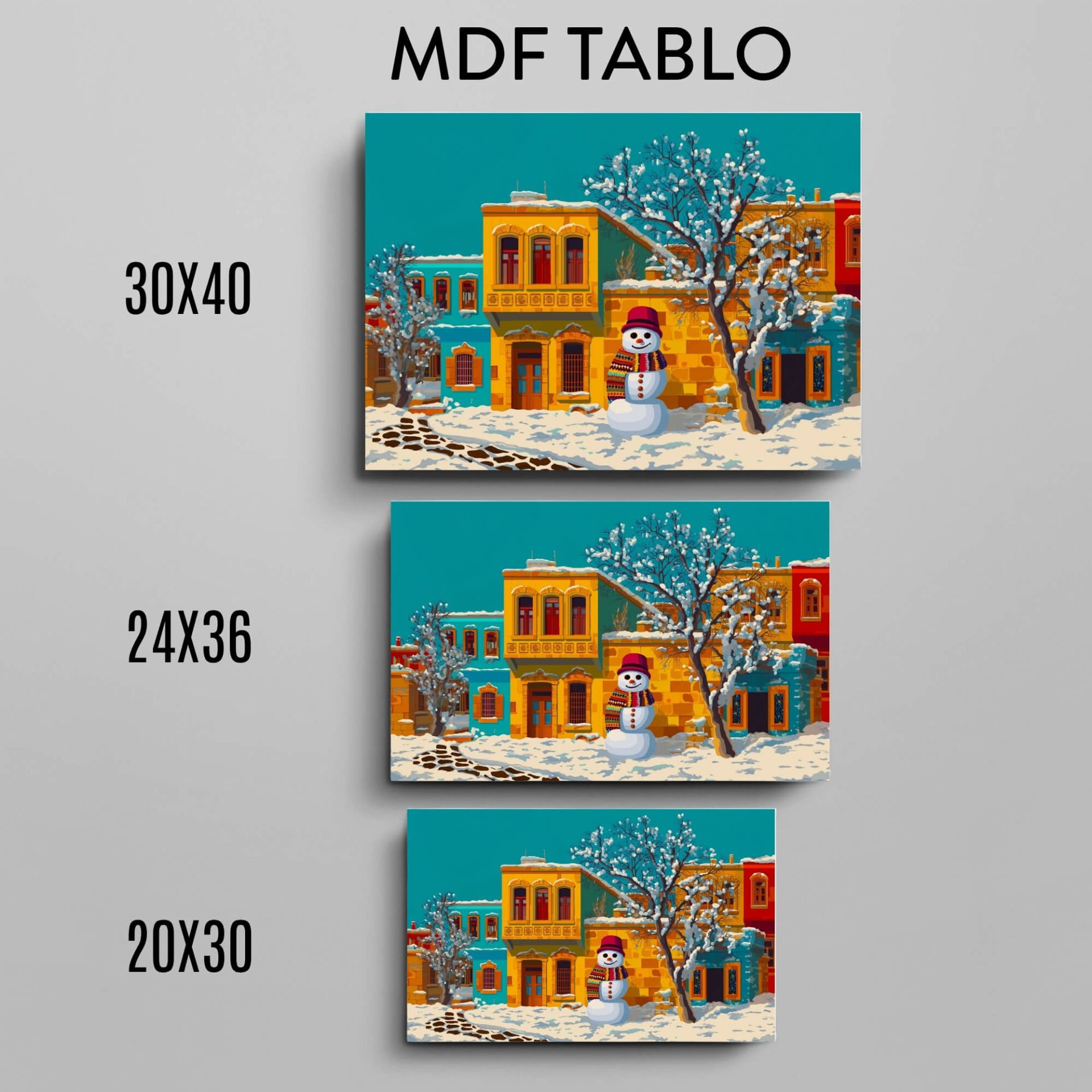 Kış Tasarımlı Duvar Dekoratif Mdf Ahşap Retro Poster Tablo