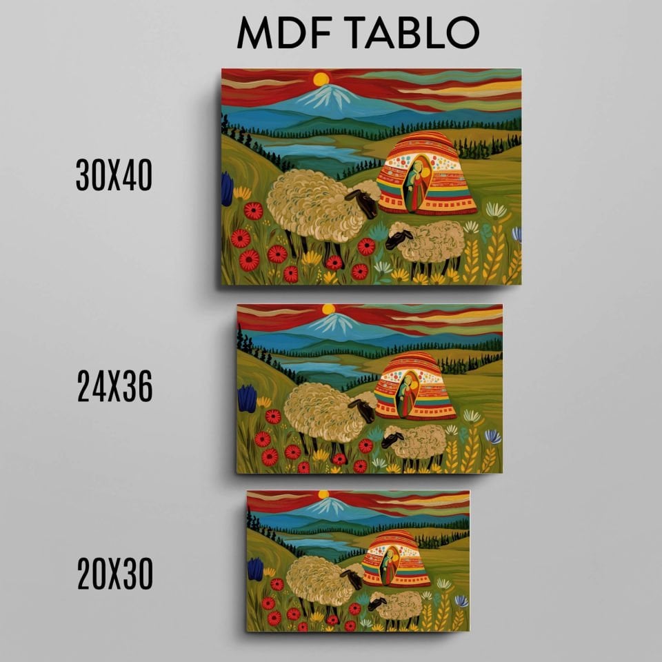 Çiçekli İlkbahar Tasarımlı Duvar Dekoratif Mdf Ahşap Retro Poster Tablo