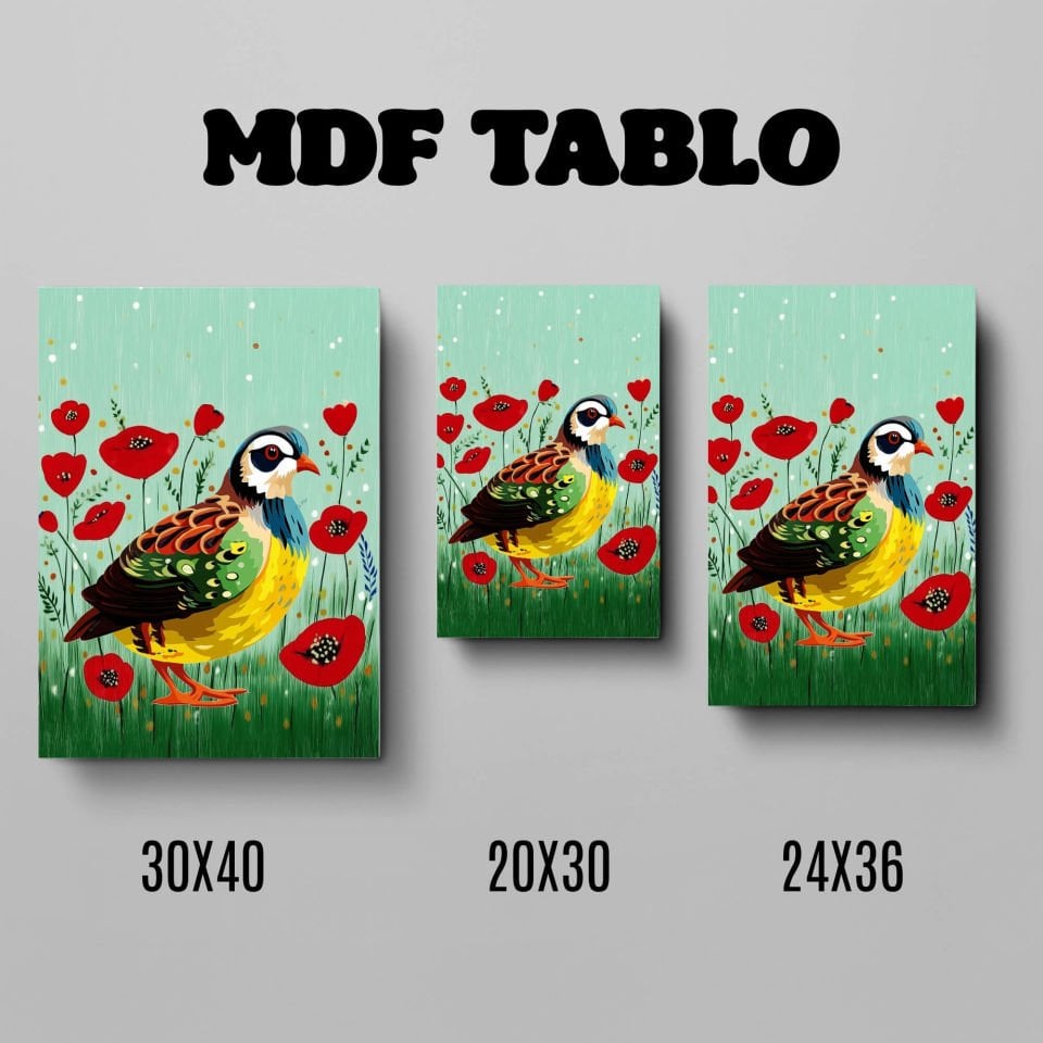Kew Keklik Tasarımlı Duvar Dekoratif Mdf Ahşap Retro Poster Tablo