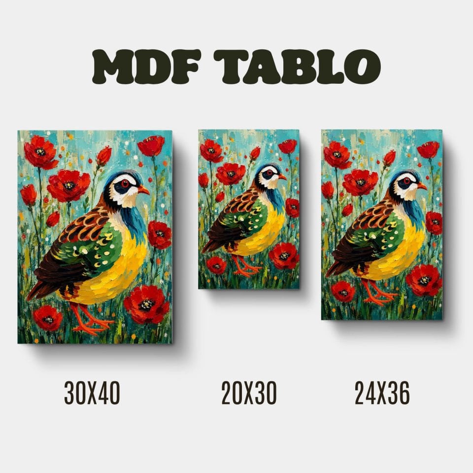 Kew Keklik Tasarımlı Duvar Dekoratif Mdf Ahşap Retro Poster Tablo