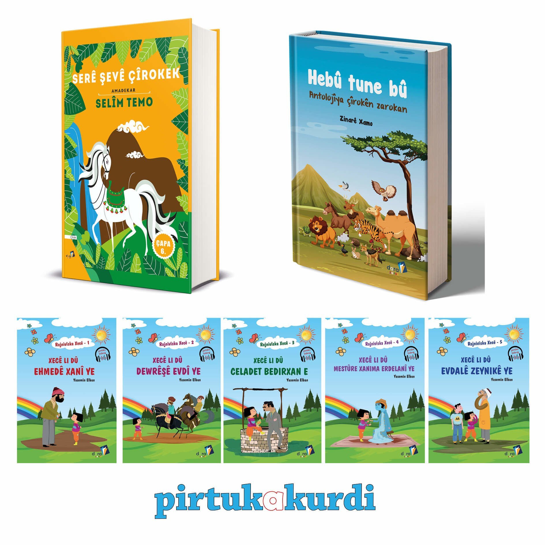 Kürtçe Masal ve Hikayeler Seti - Serê Şevê Çirokek - Hebû Tune Bû (Ciltli)