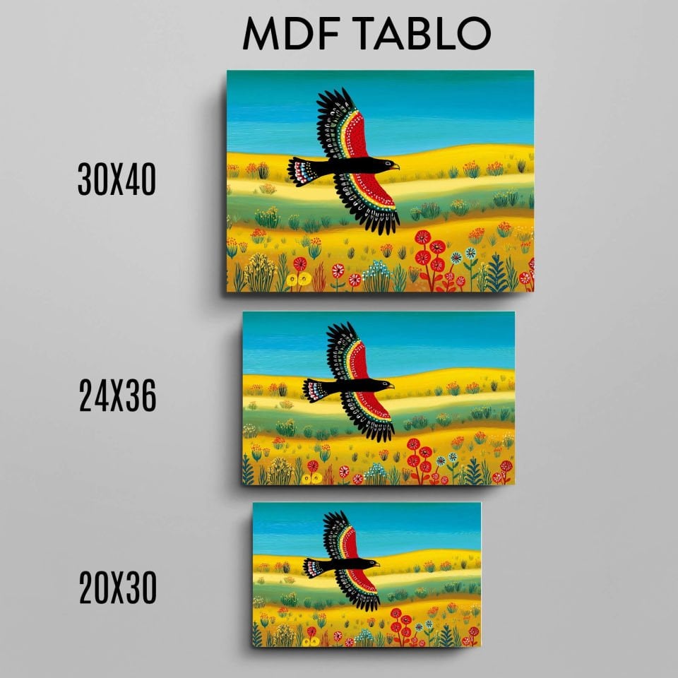 Teyr Kartal Tasarımlı Duvar Dekoratif Mdf Ahşap Retro Poster Tablo