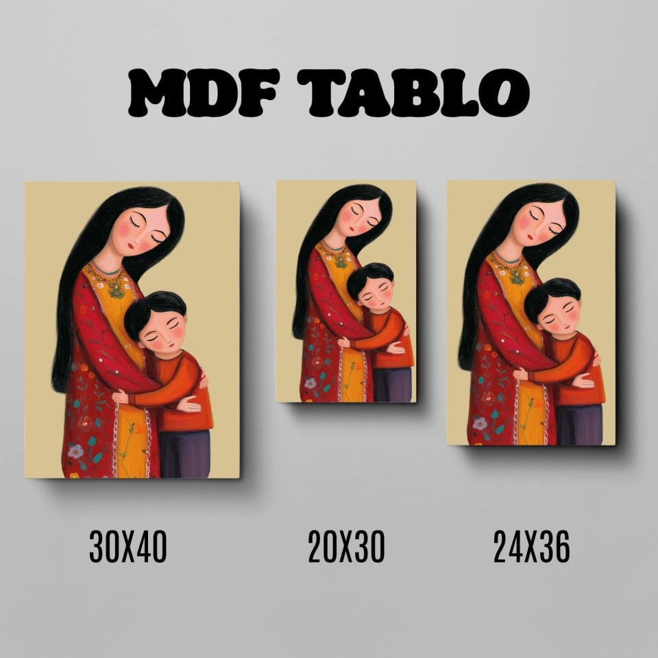 Yadê Dadê Anne Çocuk Tasarımlı Duvar Dekoratif Mdf Ahşap Retro Poster Tablo