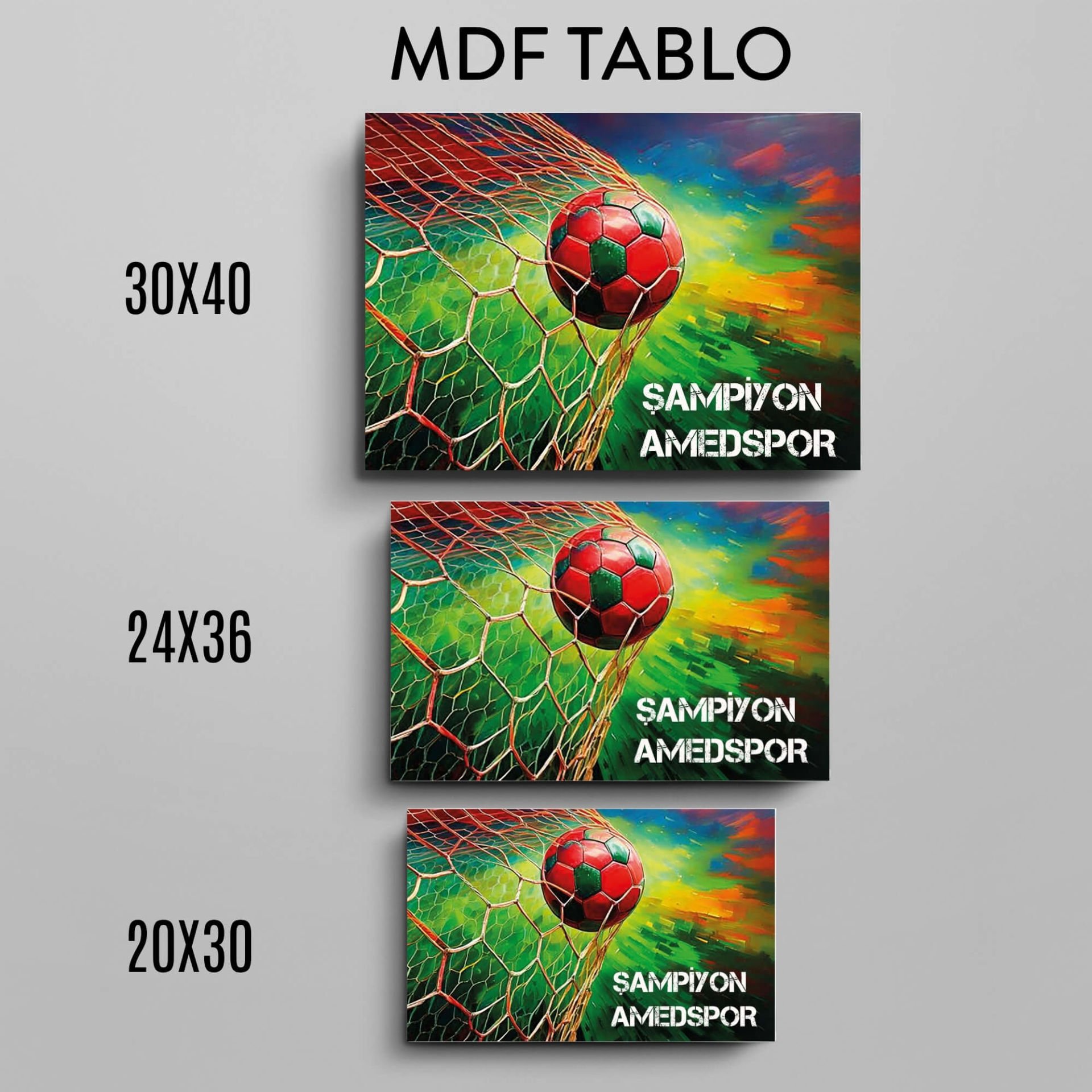 Şampiyon Amedspor Futbol Topu Tasarımlı Duvar Dekoratif Mdf Ahşap Retro Poster Tablo
