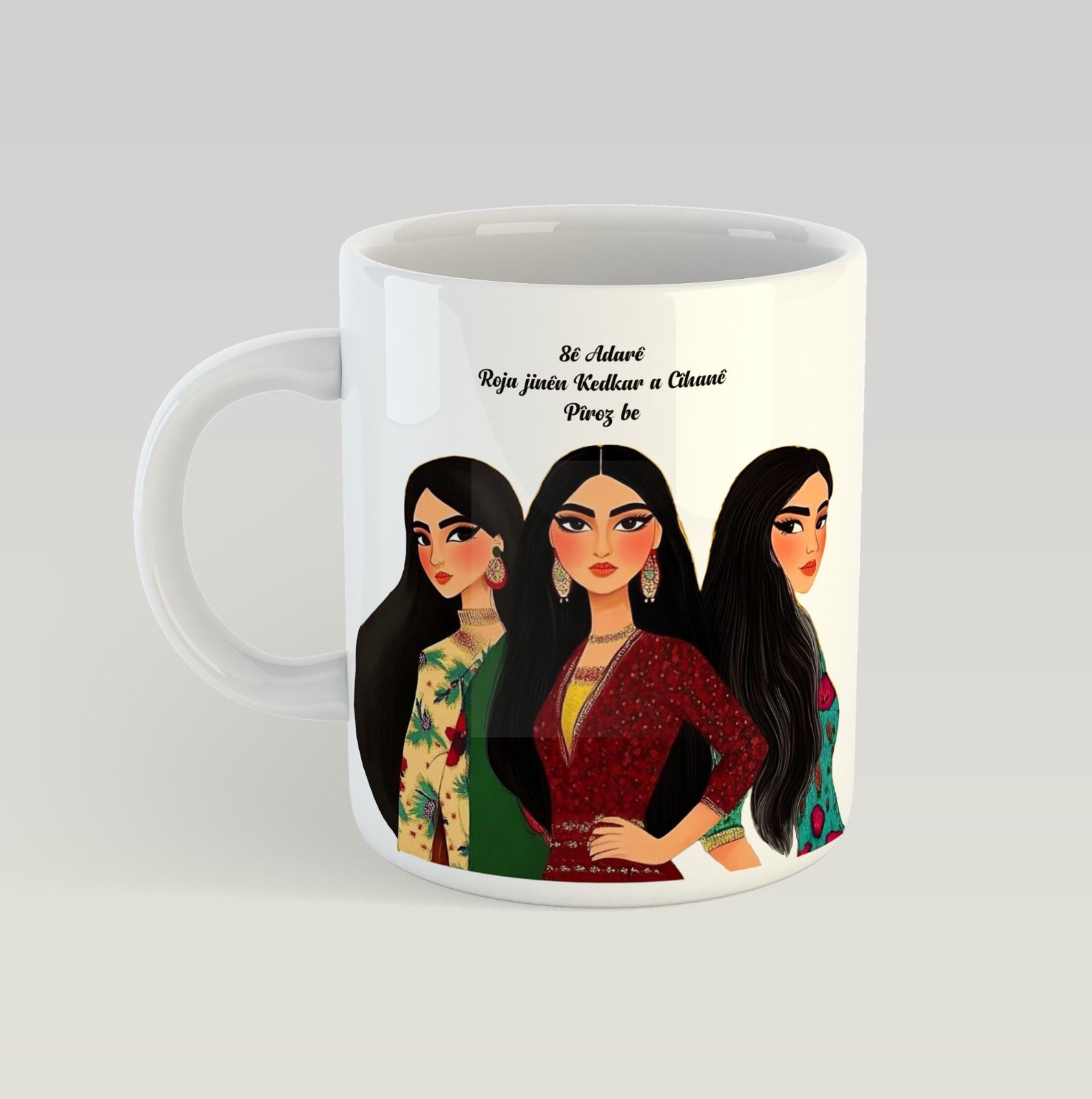 Kürtçe Kadınlar Gününe Özel Porselen Kupa Bardak - 8ê Adarê Kupası